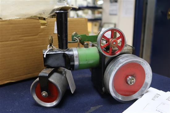 A Mamod Steam Roller SR1, with burner, scuttle & steering rod and a Mamod Minor 1